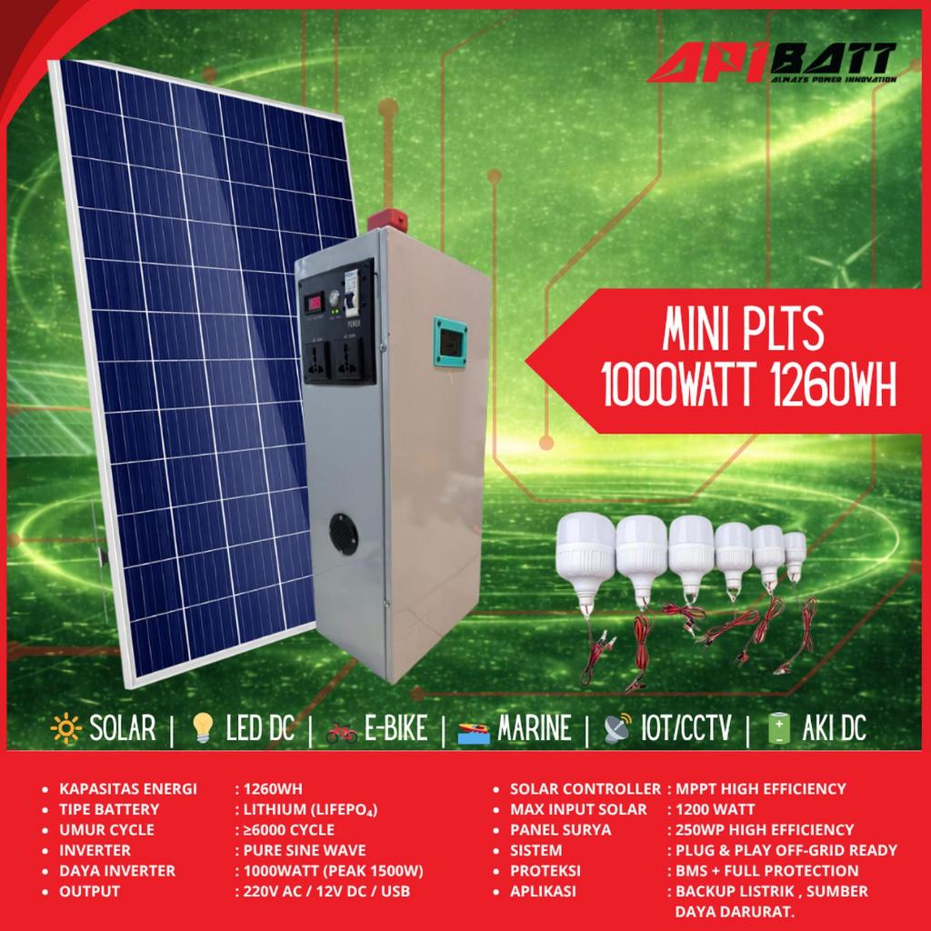 PAKET MINI PLTS 1000WATT 1260WH Solar Panel 250Wp SIAP PAKAI