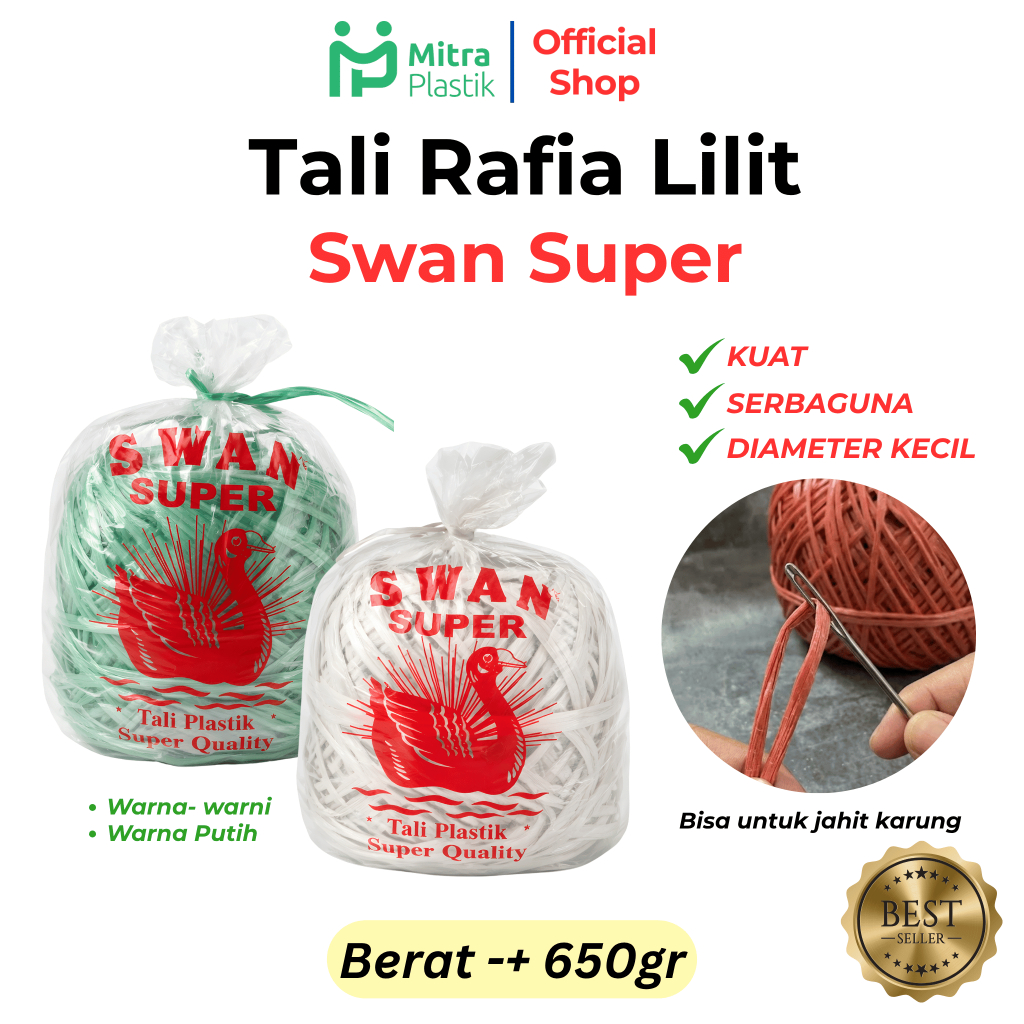 Tali Rafia Lilit Swan Jahit Karung Plastik Warna Warni Putih