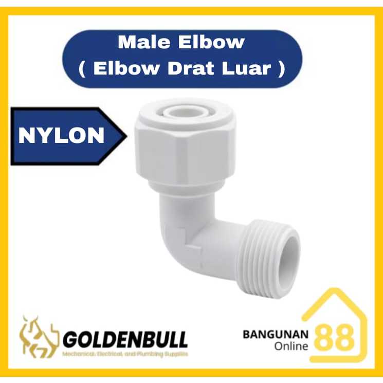 Male Elbow Knee HDPE Nylon Sambungan Fitting Pipa HDPE Elbow Drat Luar HDPE