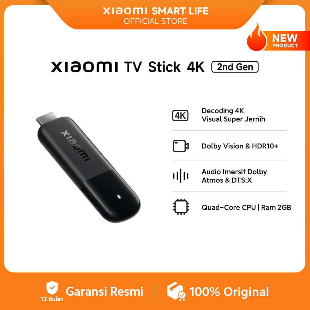 Xiaomi TV Stick 4K 2nd Gen | Decoding 4K Visual Super Jernih | Dolby Vision & HDR10+ | Audio Imersif