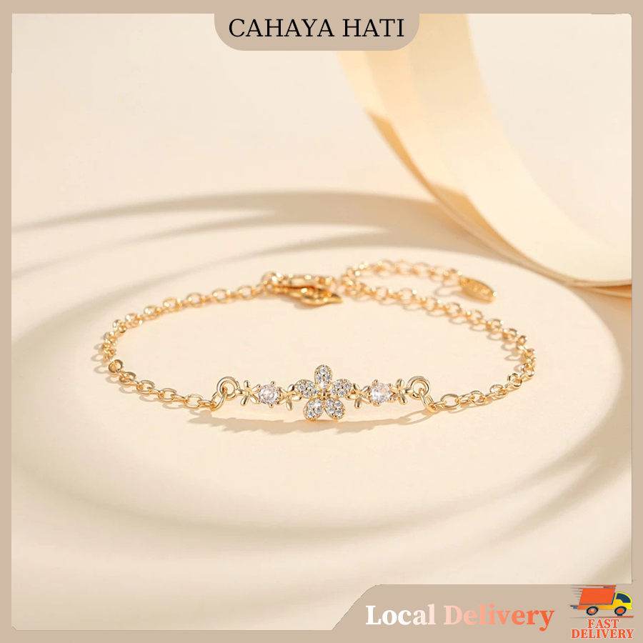 Gelang Wanita Gelang Fashion Berlian Imitasi Gelang Lapis Emas Anti Karat