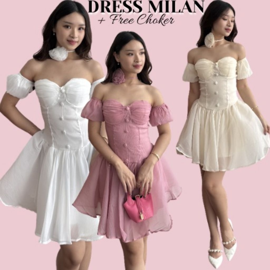 Dress Mini Pesta Off Shoulder Dress Dinner Elegant Premium | Milan Marbella.ID