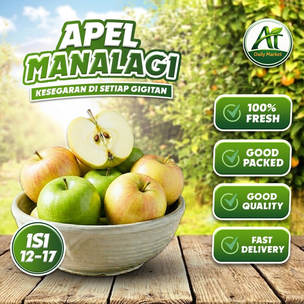Apel Manalagi Malang 1kg Isi 12-17 Buah Apel Fresh Segar Apple Fruit Batu Malang Asli
