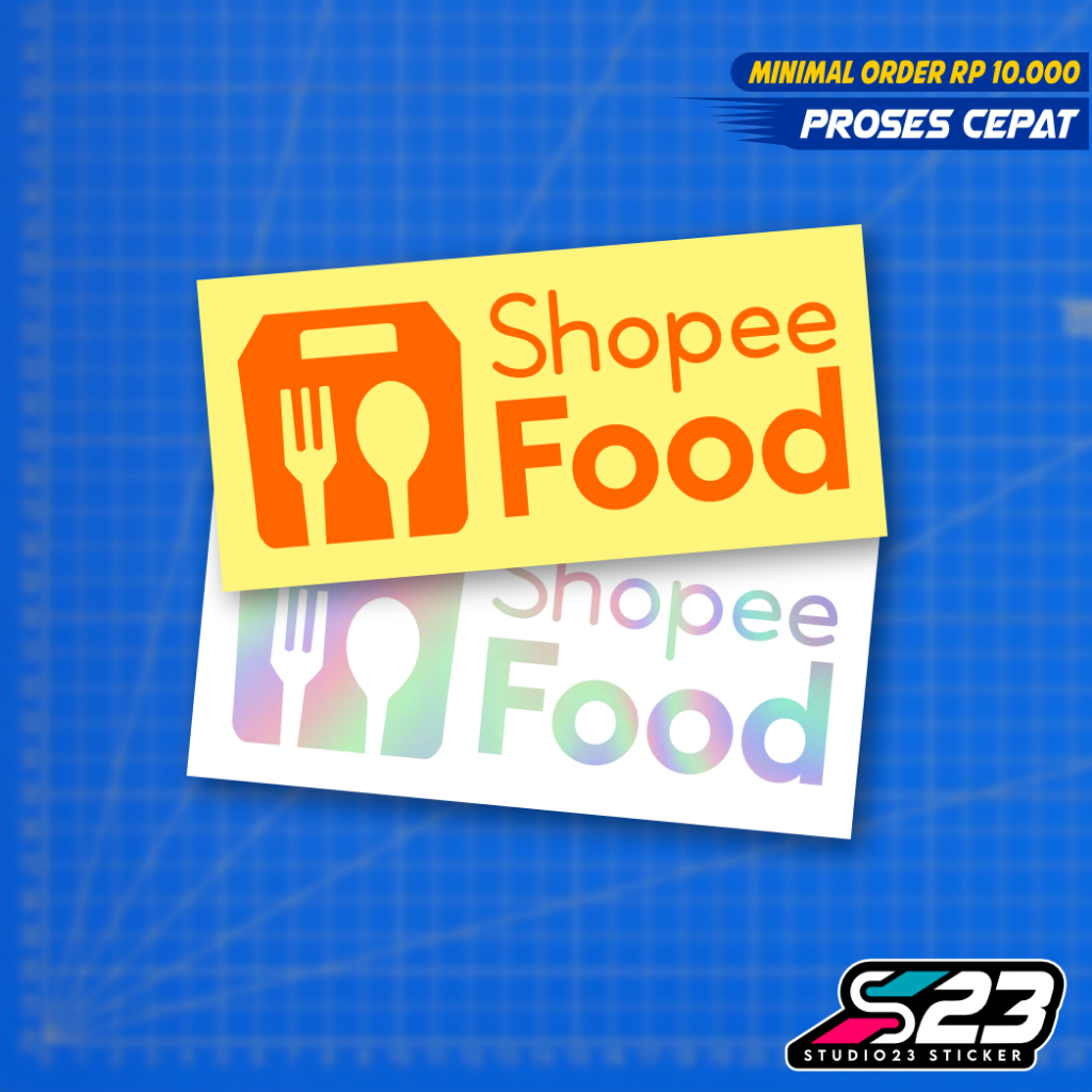 Stiker Shopee FOOD cutting Hologram - model kotak