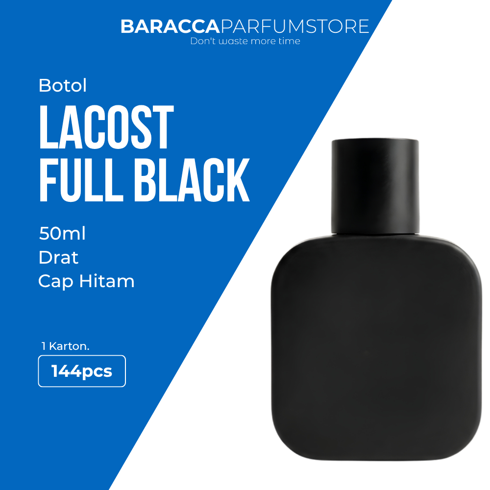 [ PER-PCS ] Botol Parfum Lacoste 50ML Drat Hitam - Botol Parfum Kosong Lacoste - Botol Lacoste 50ML