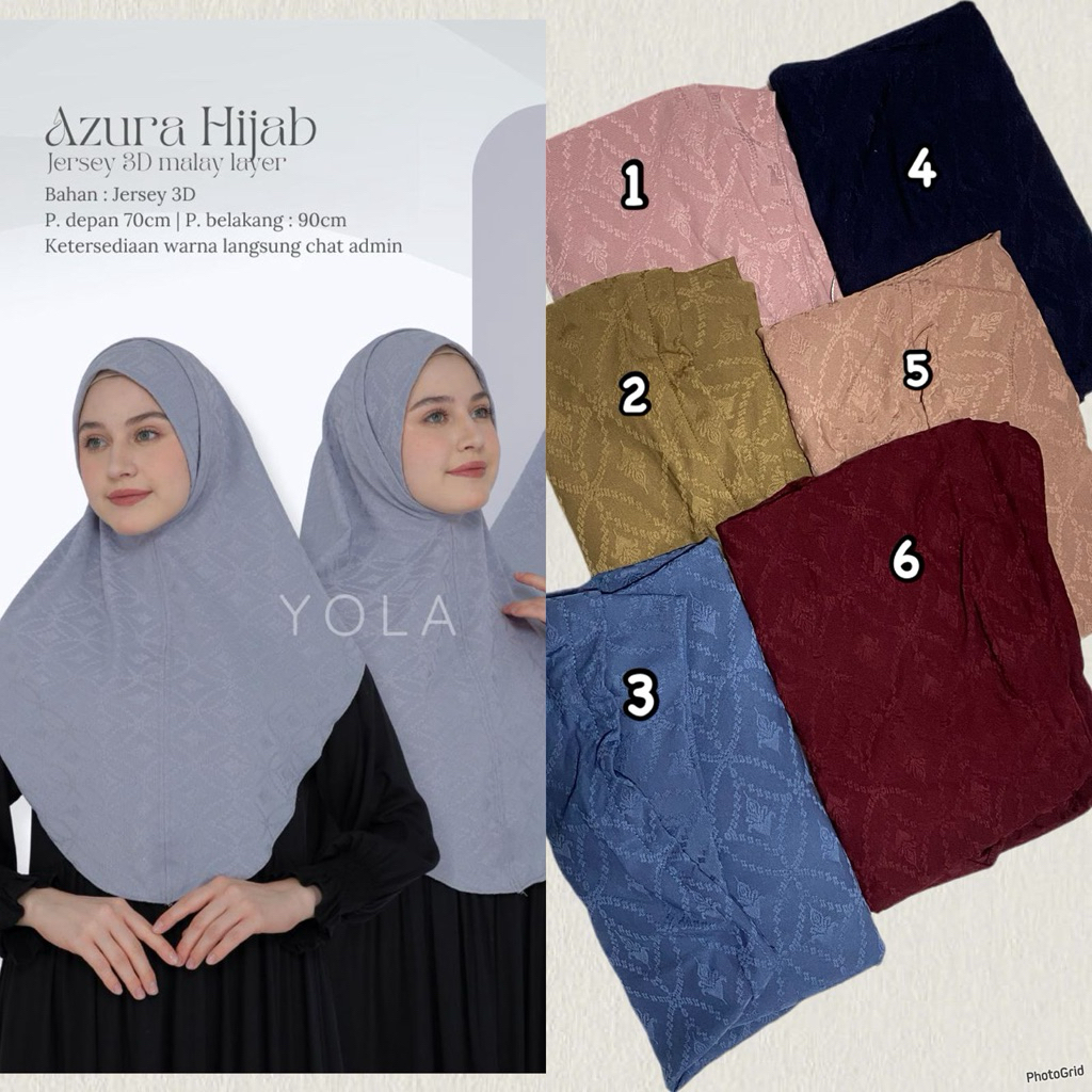 Yola Azzura motif terbaru/yola Azzura /hijab daily/hijab embos Yola/hijab instan/bergo Yola Azzura