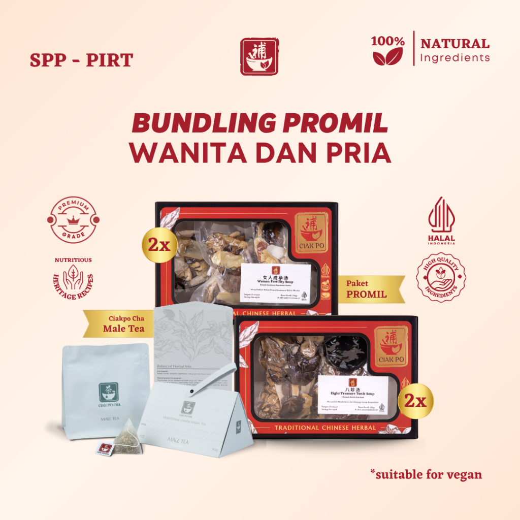 Ciak Po - Ciakpo Bundling Promil Wanita Dan Pria Herbal Halal, 2x Sup Tradisional & Teh Herbal Pria