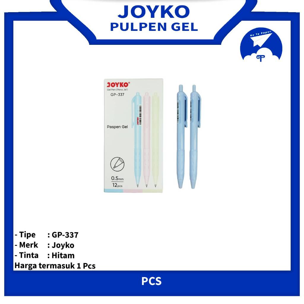 JOYKO Pulpen Gel Pen GP - 337 Paspen Gel Tinta Hitam - PCS