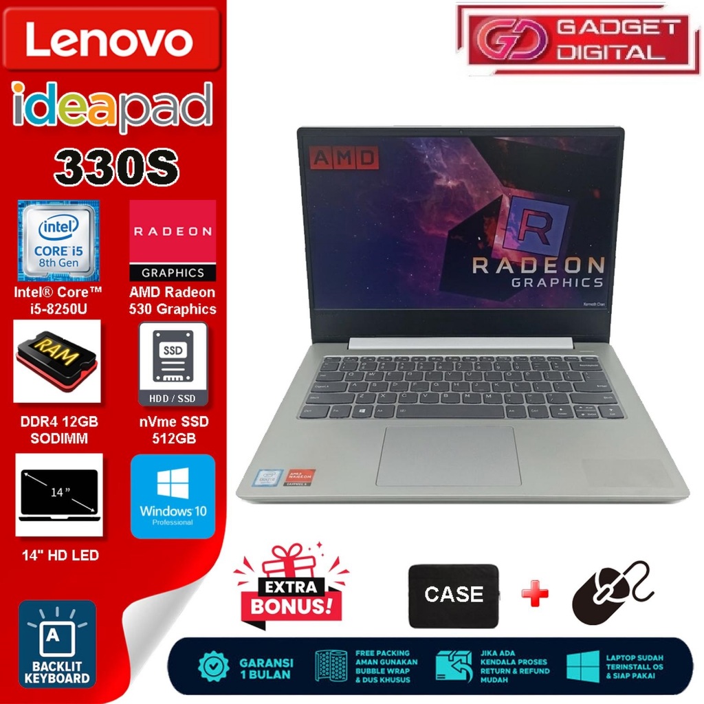 Laptop LENOVO Ideapad 330S Core i5 Gen 8 Radeon 530 | 8GB / SSD 256GB | 14" HD Backlit