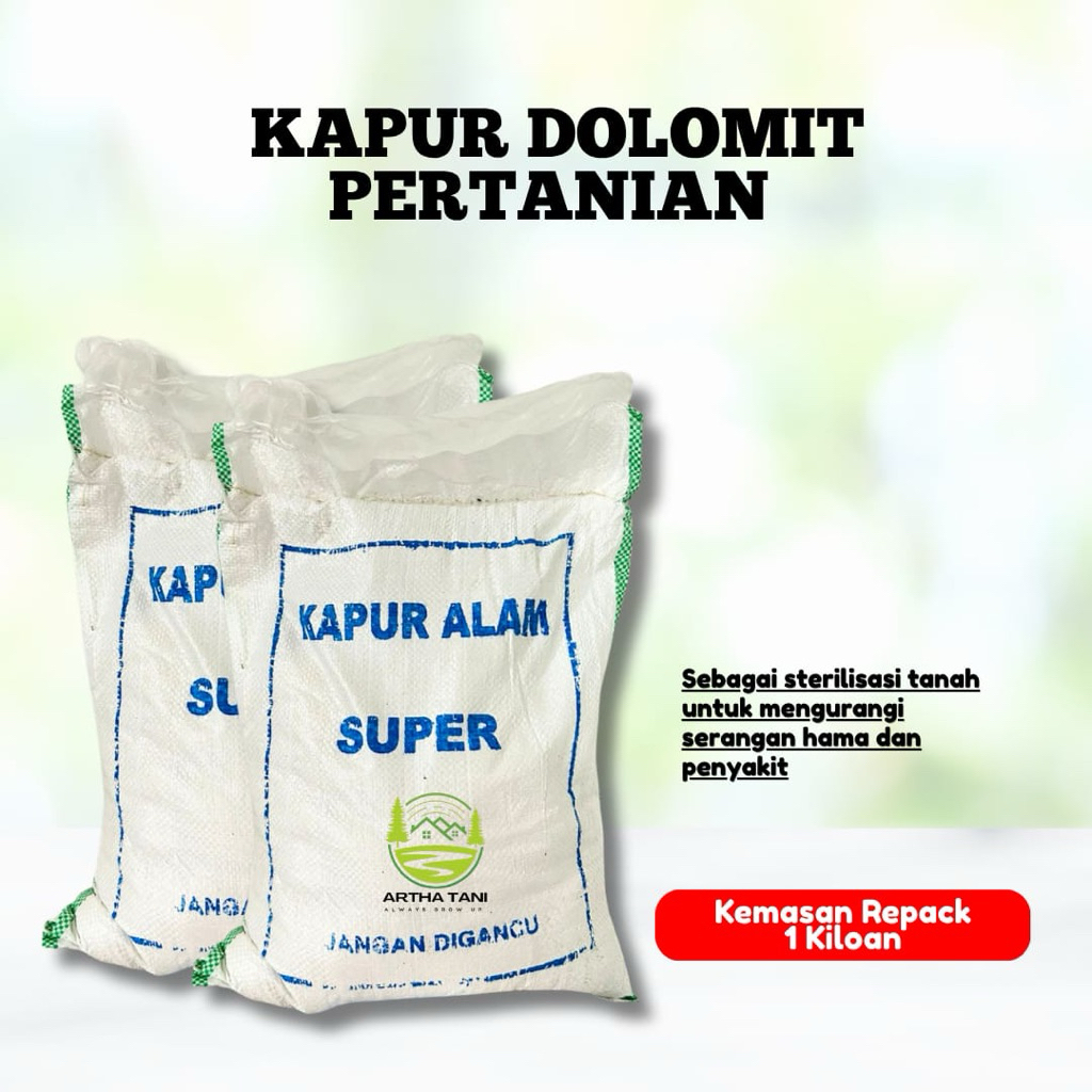 1kg Kapur Dolomit Pertanian/Kapur Dolomit Cabe Kemasan 1kilo/Kapur Dolomit Pertanian Murah