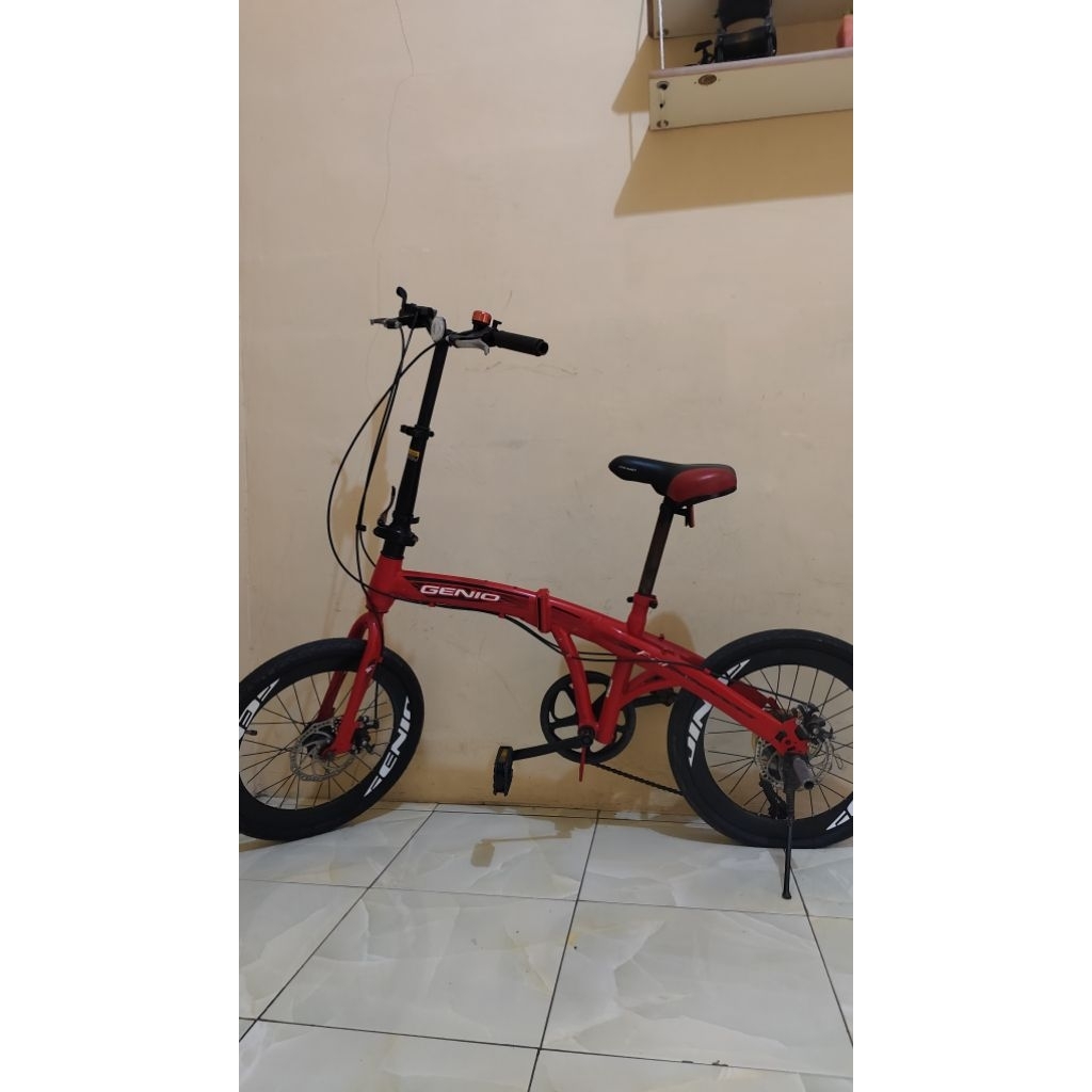 Genio Sepeda Lipat Sepeda Gunung 20 INCh warna merah Remaja dan Dewasa