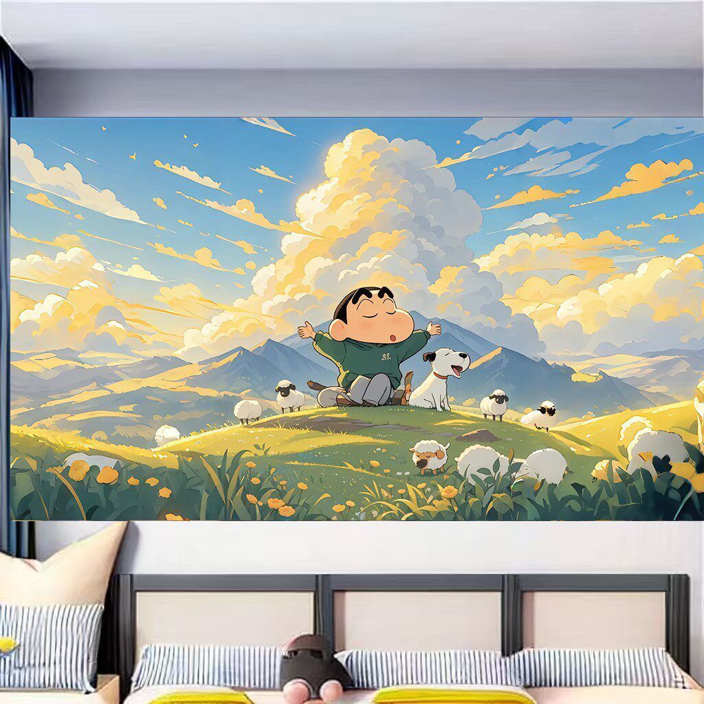 Kain Permadani Hiasan Dinding Wallpaper Stereo 3D Anime Crayon Shin-chan 2026 untuk Dekorasi Kamar d