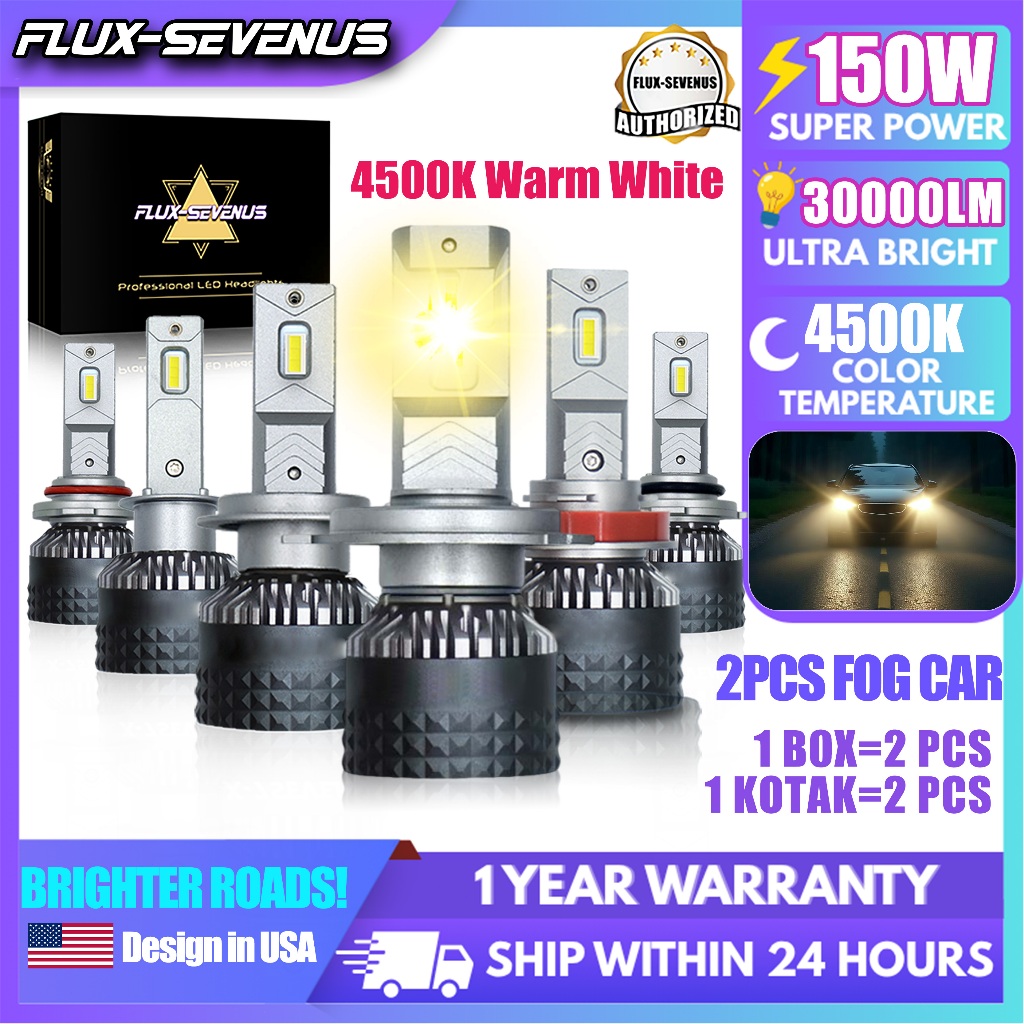 FLUX-SEVEN USA Zeus Bright LED Mobil 150W 30000LM 4500K H4 H11 9005 H3 9012 Bohlam Lampu Depan Mobil