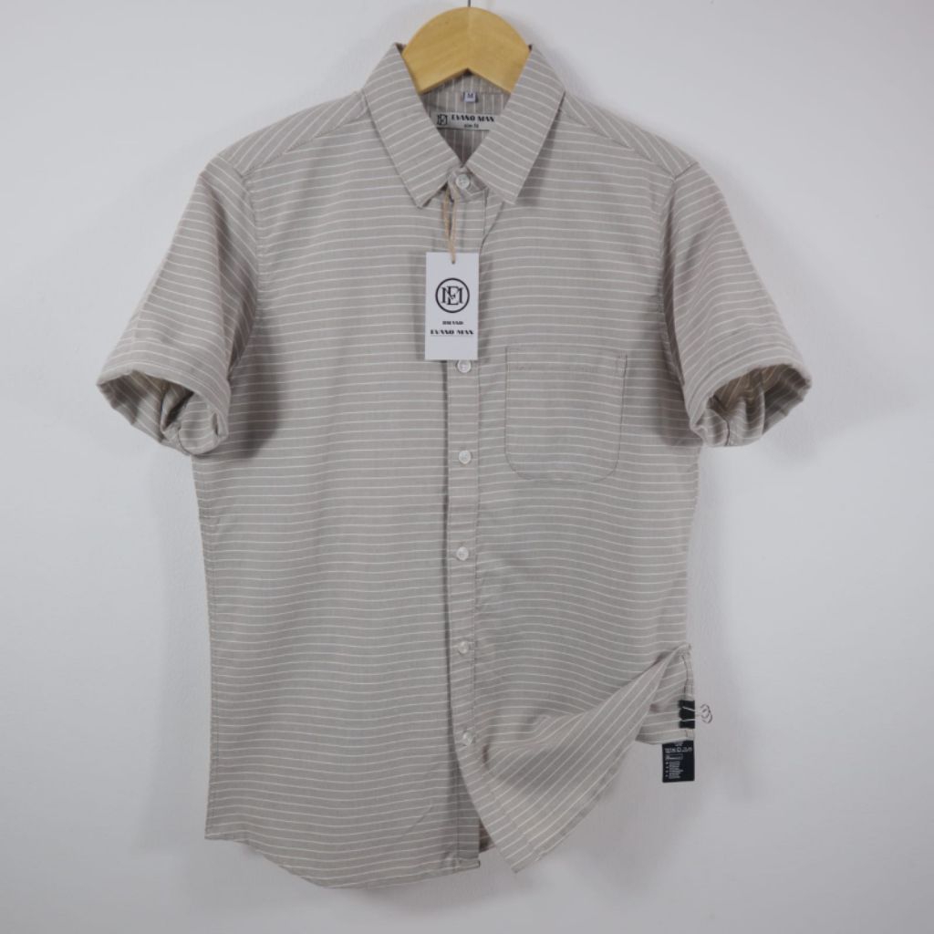 kemeja Salur Pria Lengan Pendek premium kemeja Kerah salur classic Oxford M-XXL