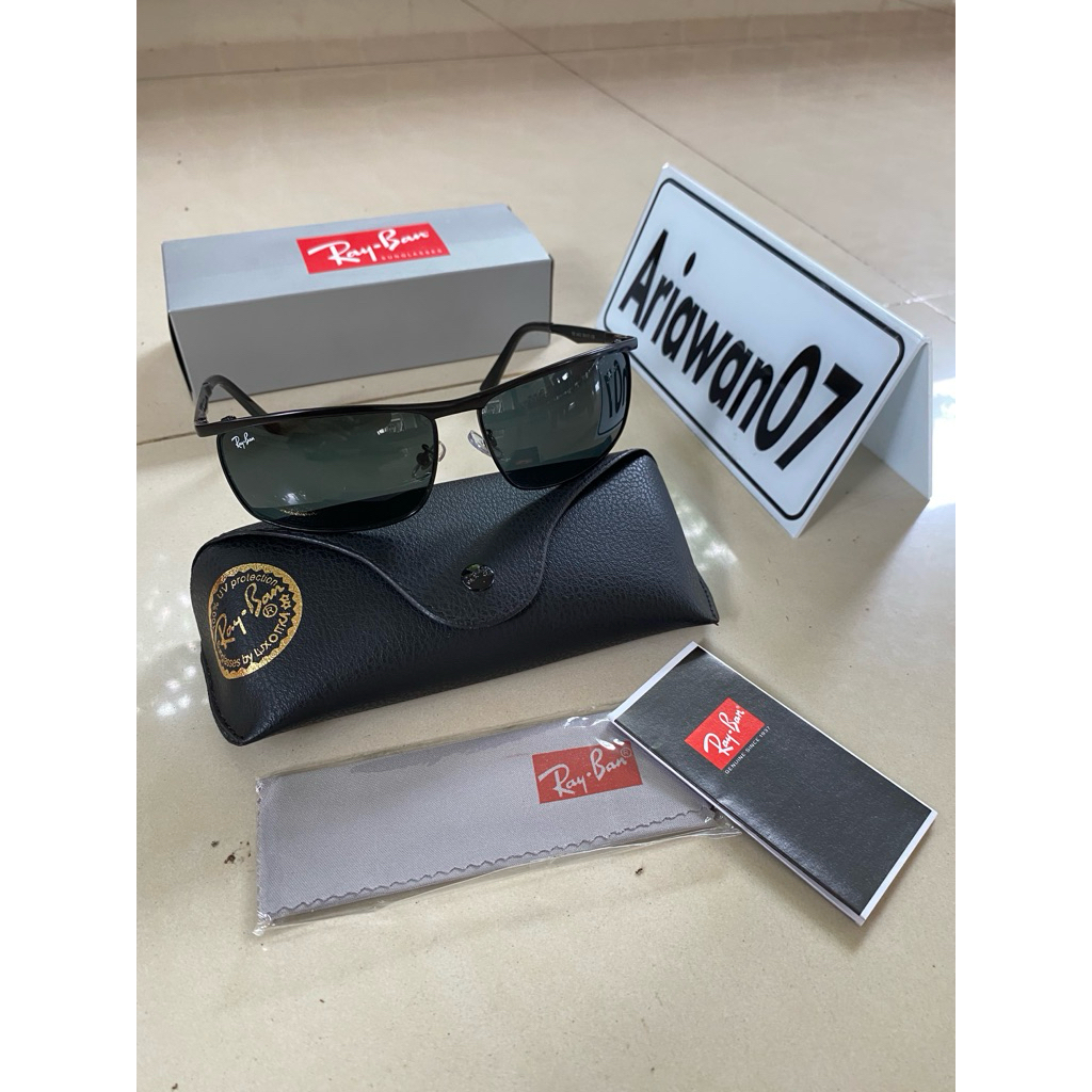 kacamata ray-ban RB3462 sz 68 frame hitam kaca hitam