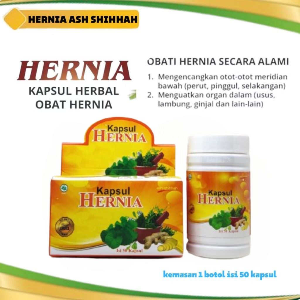 Kapsul Hernia 50 Kapsul - Obat Turun Berok Obat Hernia Obat Hidrokel Varikokel Buah Zakar Bengkak Sa