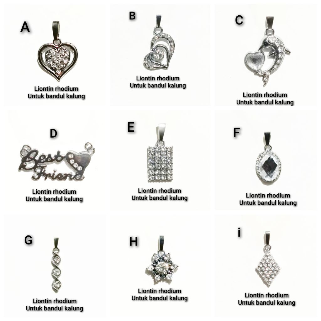 SRAL002. Grosir 6 PC liontin rhodium untuk bandul kalung terlaris