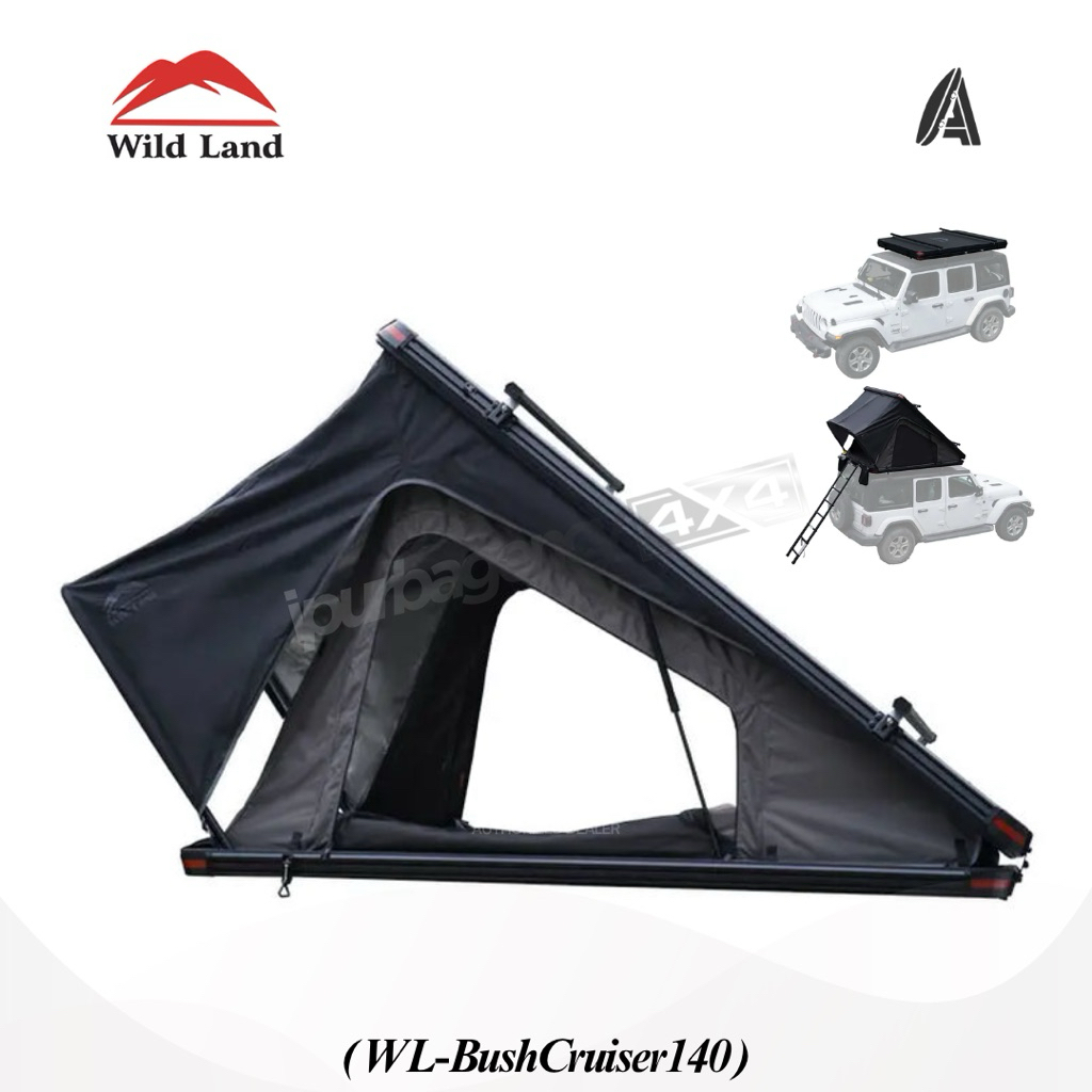 Wild Land Roof Tent Bush Cruiser 140 Pro 2-3 People (Black Frame & Ladder) Hard Shell RTT