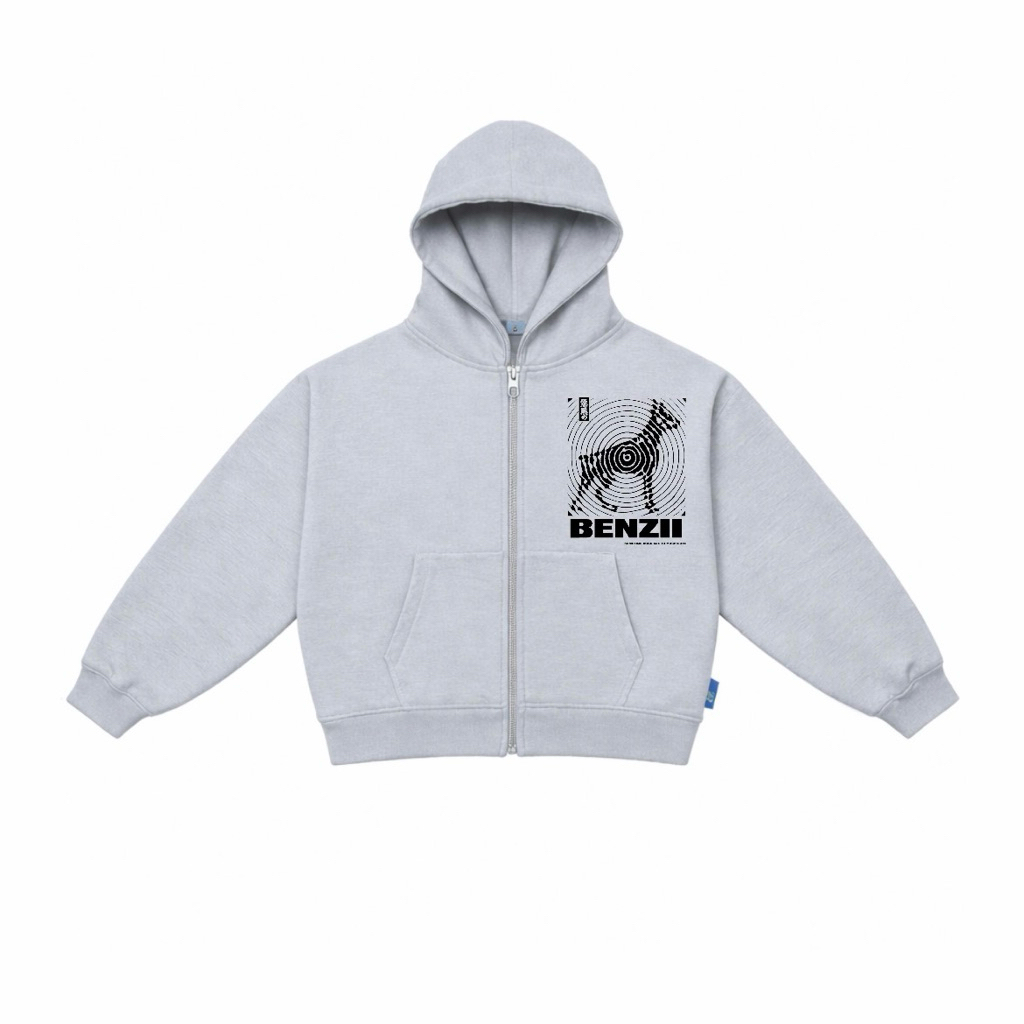 BENZII CLUB - Zipper YKK Hoodie Boxy 330GSM Ripple Dog Misty