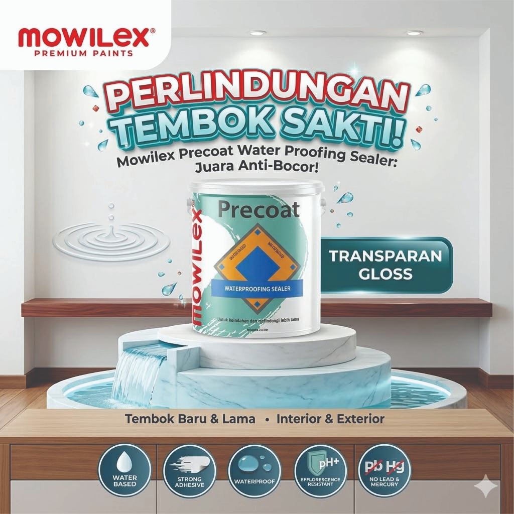 Mowilex Precoat Waterproofing Wall Sealer 2.5 L - Cat Dasar Anti Bocor & Alkali Resisting
