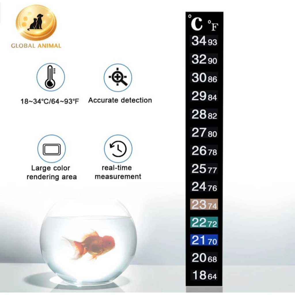 THERMOMETER STICKER AQUARIUM termometer pengukur suhu air akuarium temperature alat ukur suhu air ko