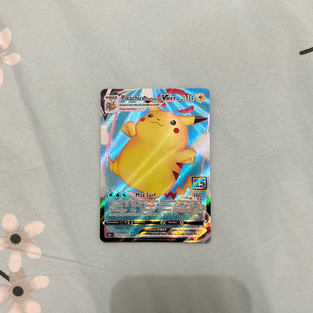 pikachu berselancar VMAX kartu pokemon indonesia ori