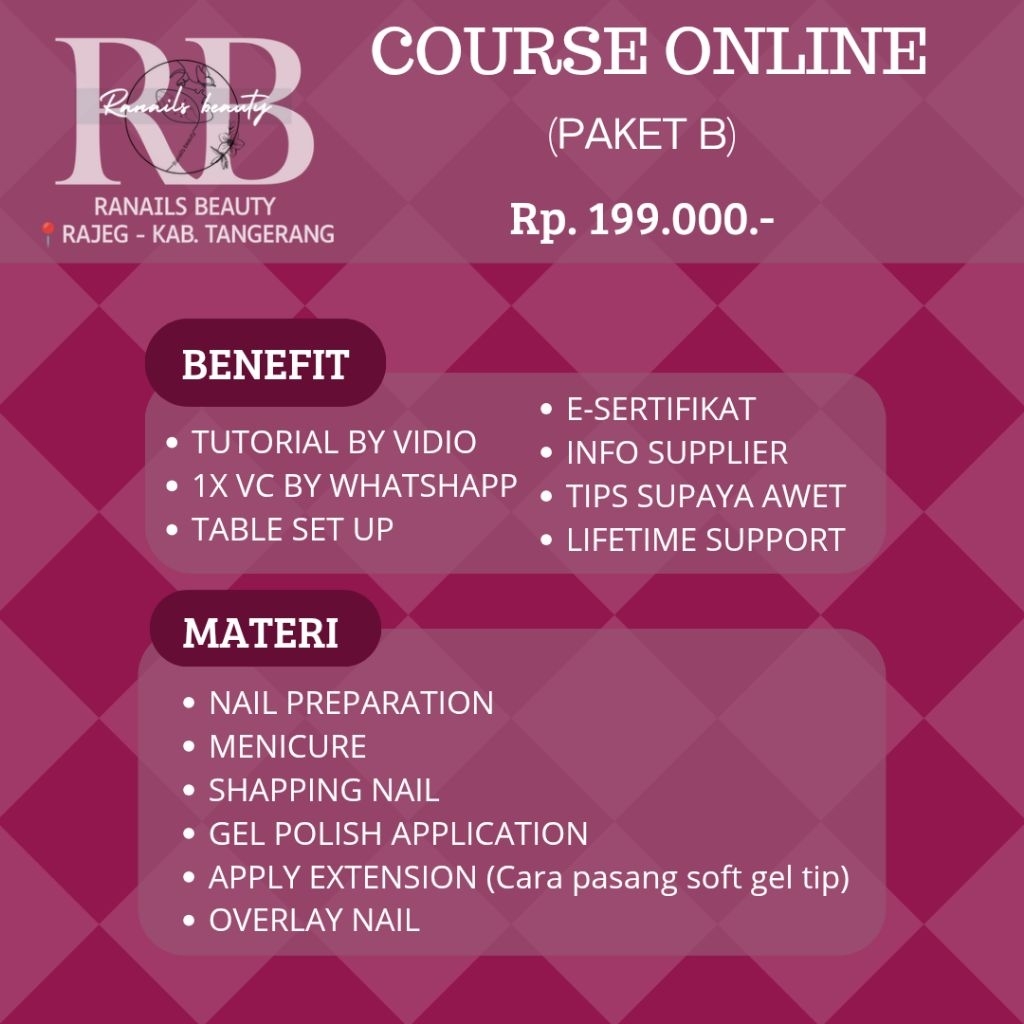COURSE ONLINE PAKET B (Kursus nail art)