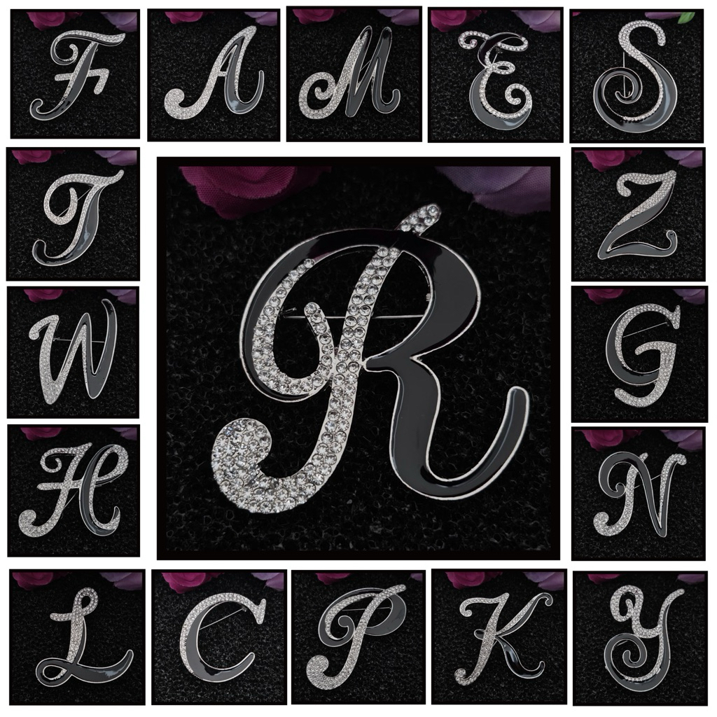 Bros Huruf Inisial Aestetic/ Pin Huruf/ Bros Hijab/Bros Huruf Premium/Bros Hijab Huruf/Bros Dagu/Hij