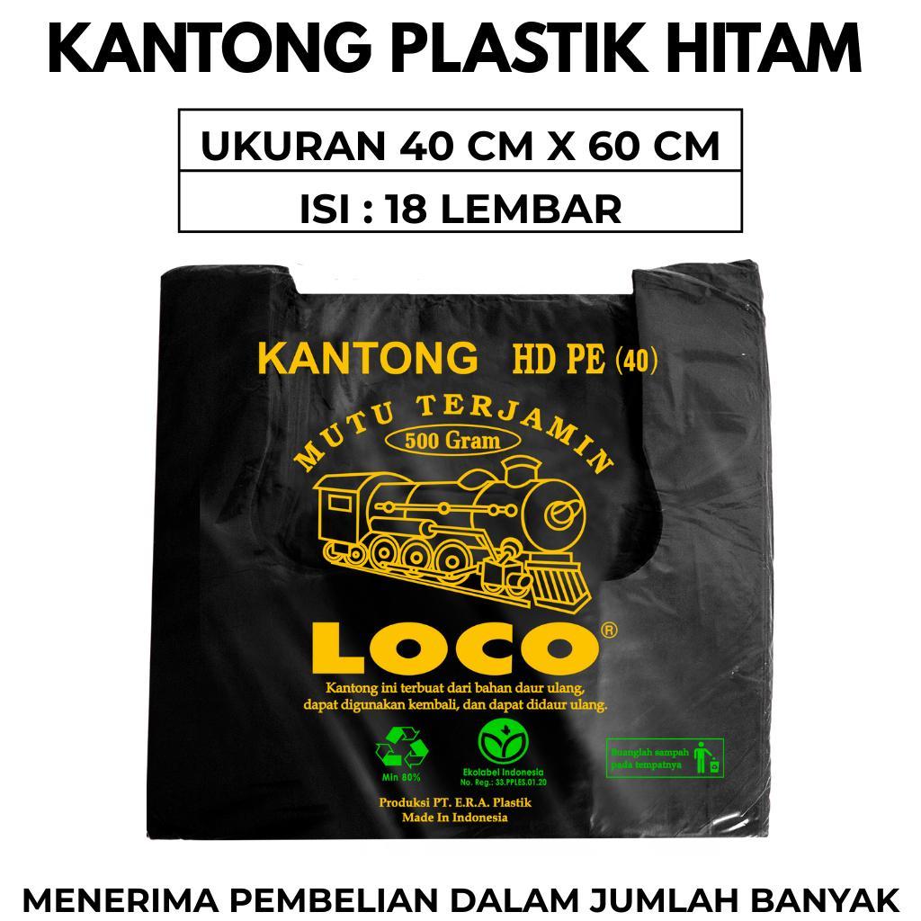 Kantong Plastik Kresek Warna Hitam Plastik Loco Tebal Uk 40 x 60 kantong plastik loco 40x60 Hitam Te