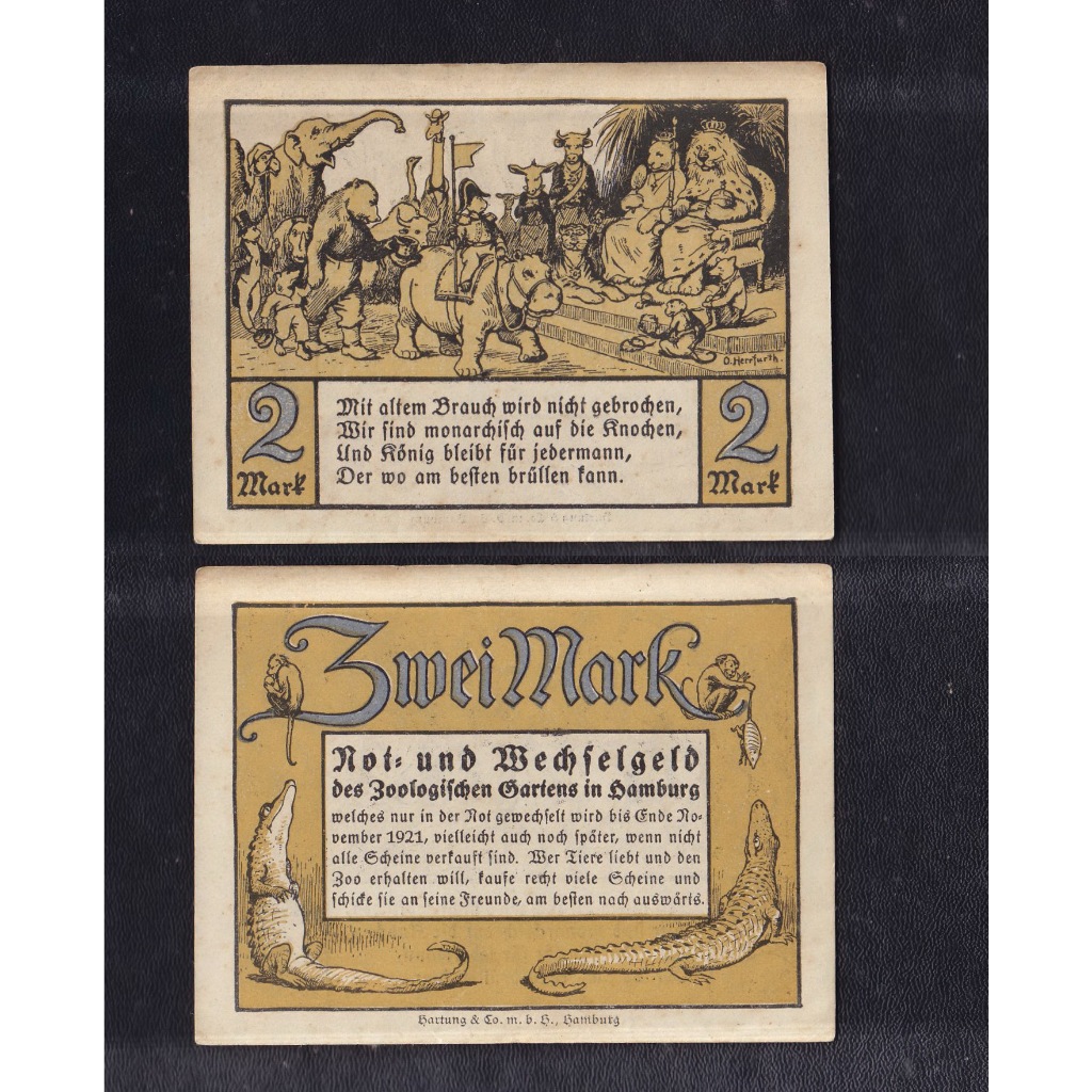 Uang kertas darurat militer (notgeld) Jerman 2 Mark tahun 1921 - Federal state of Hamburg