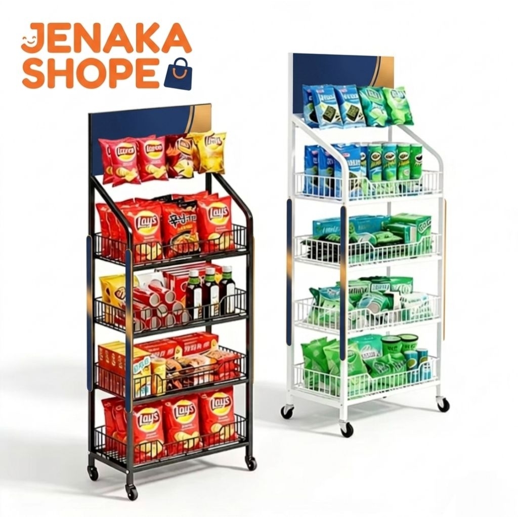 Rak Chiki Besi 4 Susun (4L-140*50*27CM) Anti Karat Untuk Supermarket Grosir Warung Serbaguna