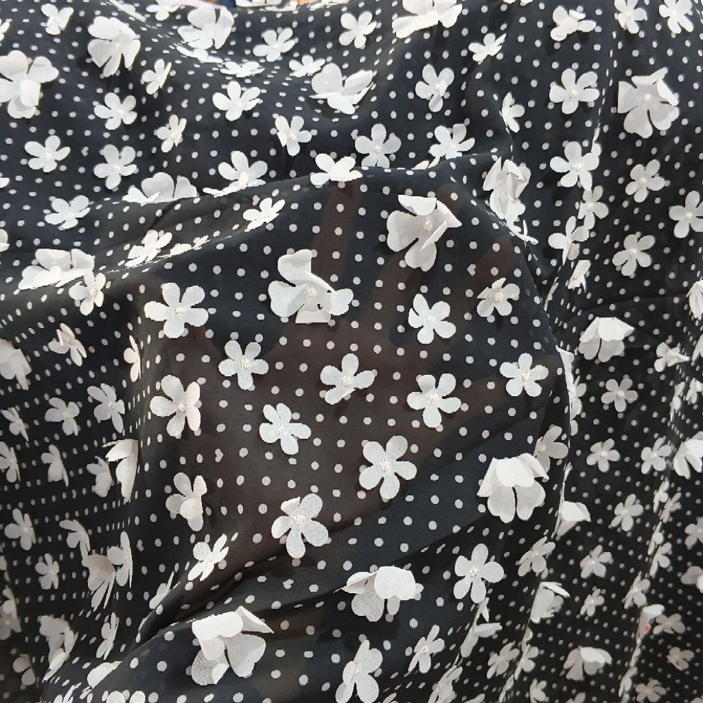 kain ceruty rubiah - harga/0,5m - kain rubiah motif bunga - kain ceruty motif polkadot - kain rubiah