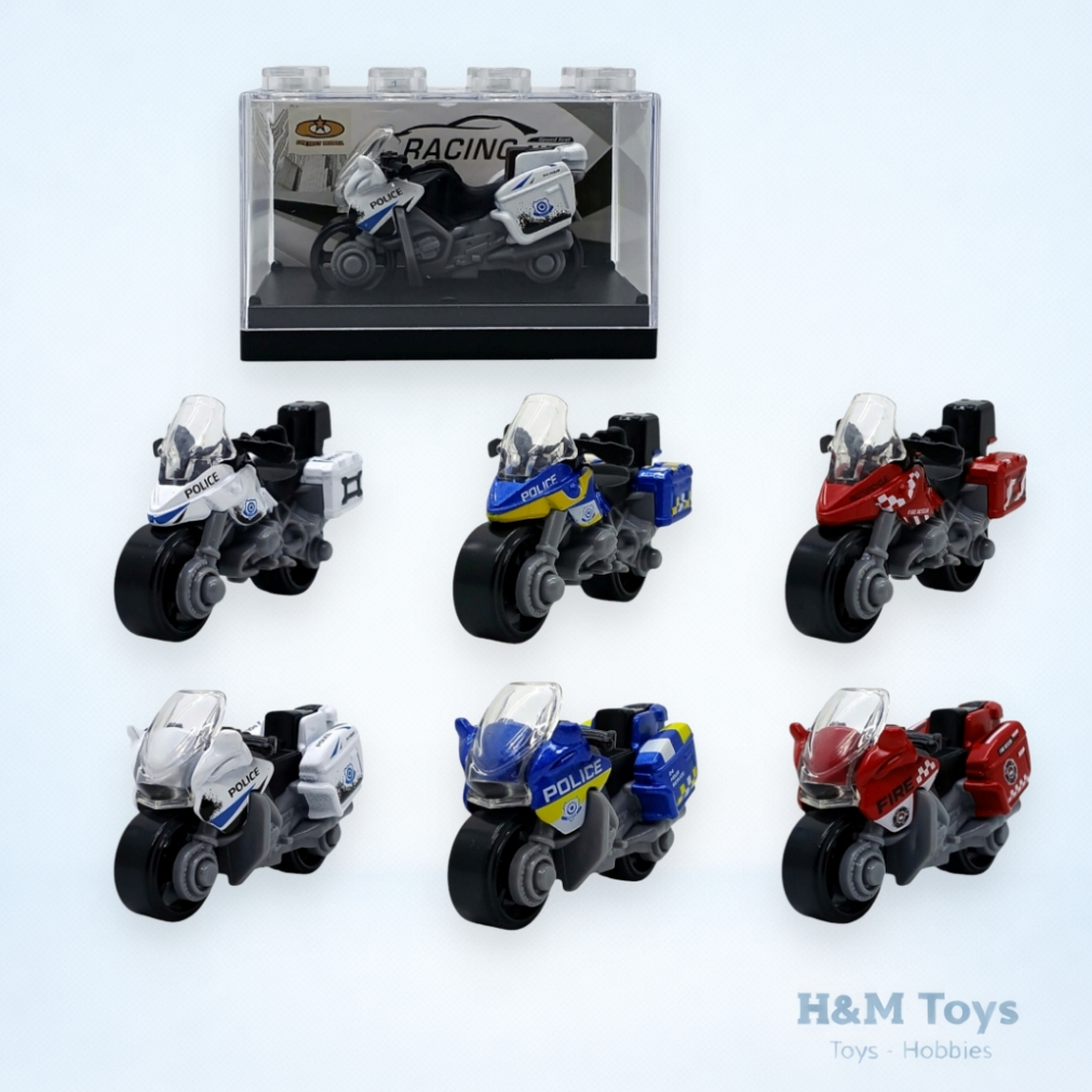 Diecast Motor Polisi - Mainan Kendaraan Motorcycle Police - Kemasan Acrilic
