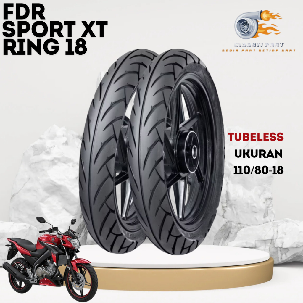 Ban Motor FDR SPORT XT Ring 18 Tubeless Ukuran 110/80-18 Cocok Untuk Motor Yamaha Vixion, R15, MX Ki