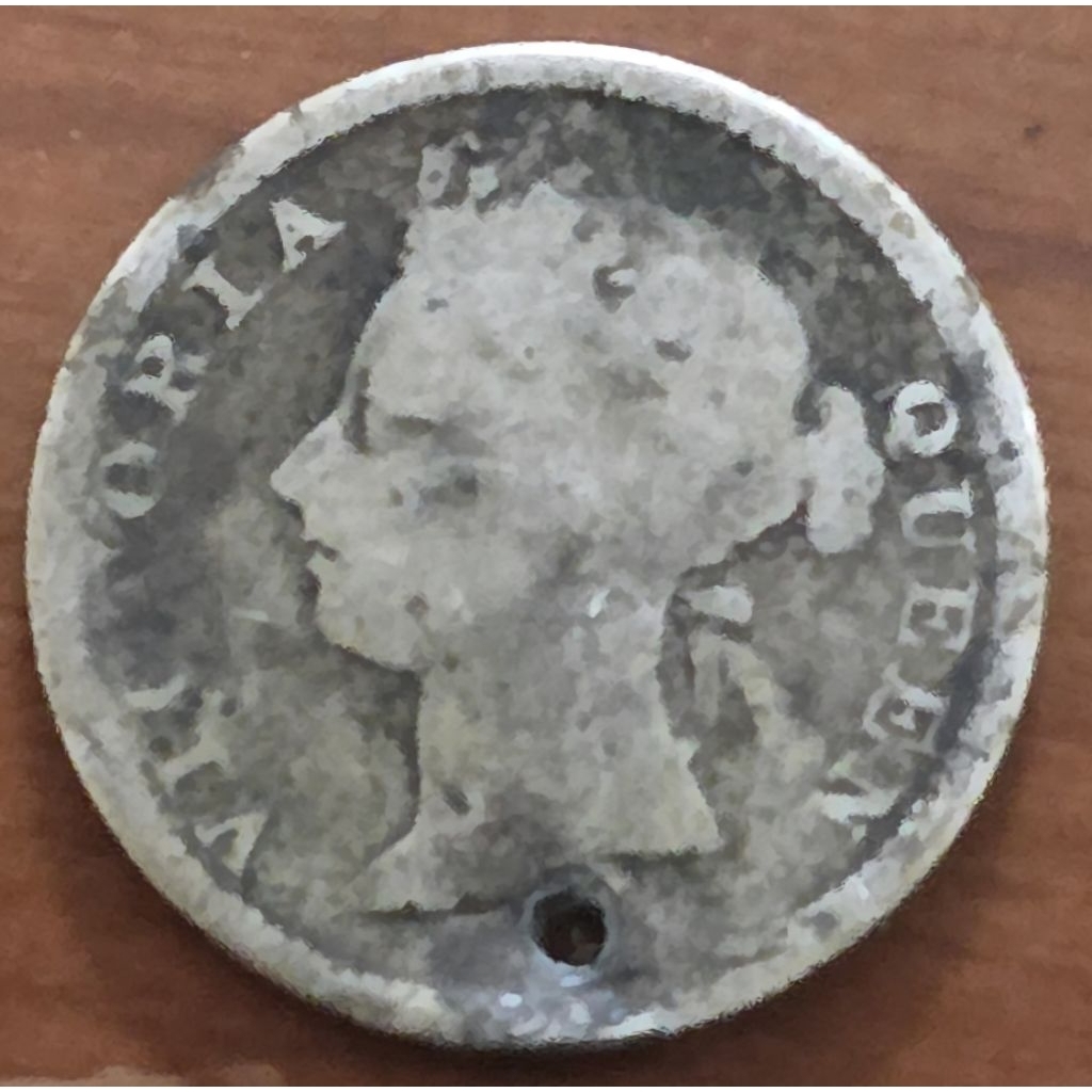 Koin Perak 5 Cents 1895 Victoria