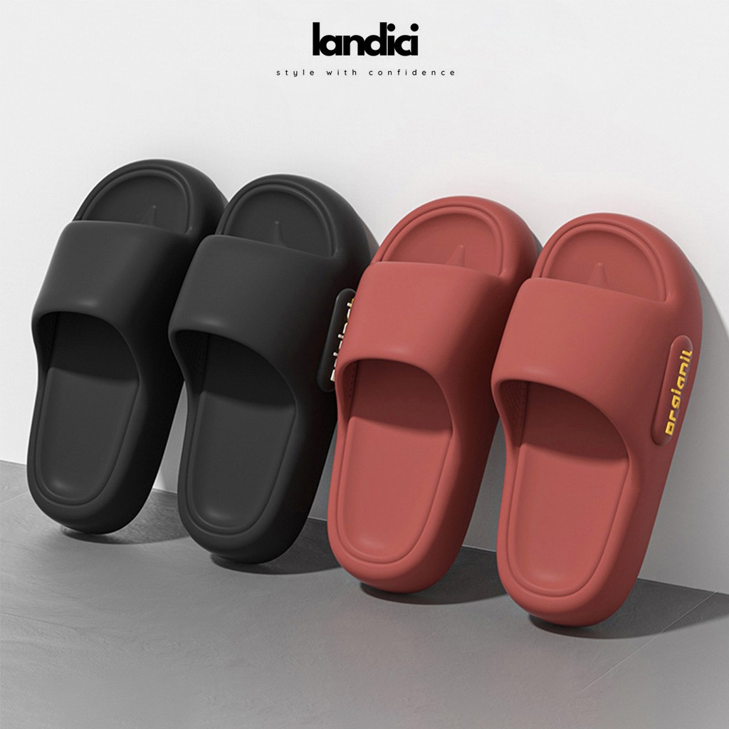 LANDICI Sandal Selop Wanita Karet Sol Lembut Bahan EVA Sandal Selop Pria Sandal Karet Wanita Empuk