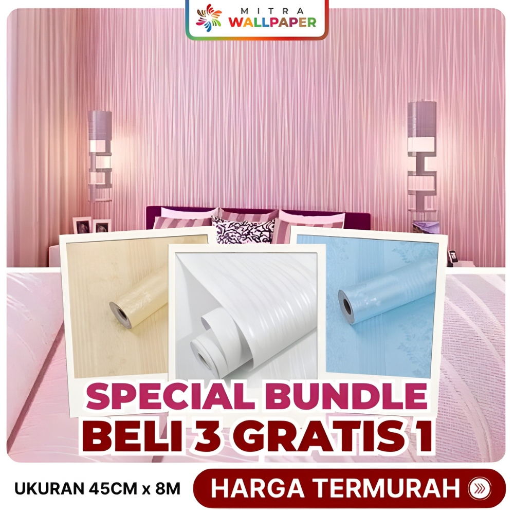 SPECIAL BUNDLE Walpaper Setiker Dinding Kamar Walpeper Dinding Wallpaper Emboss Putih 10 Meter