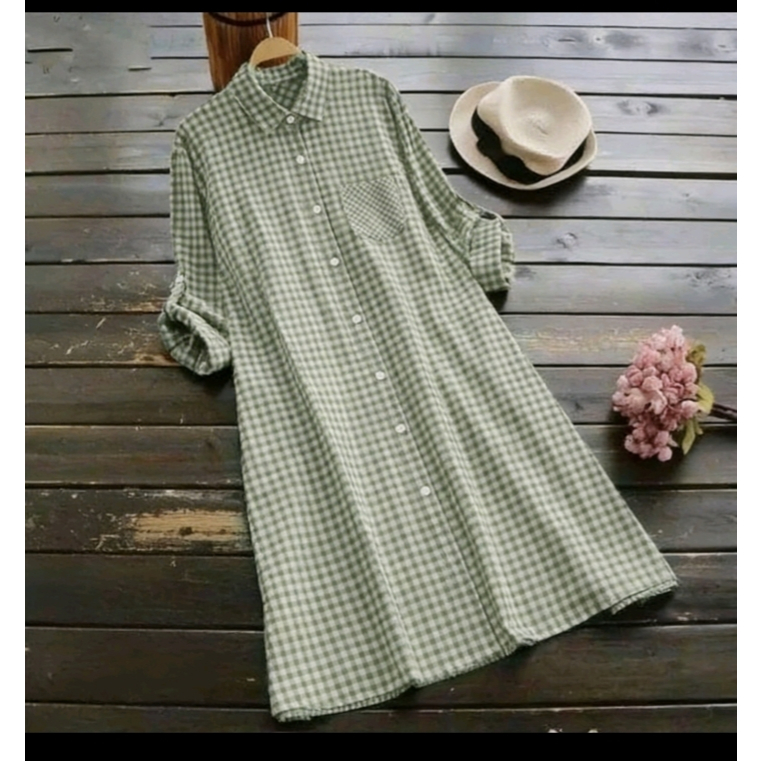 TUNIK WANITA YEMIMA BLOUSE TUNIK WANITA KEKINIAN BAHAN KATUN KOTAK SIZE L XL XXL