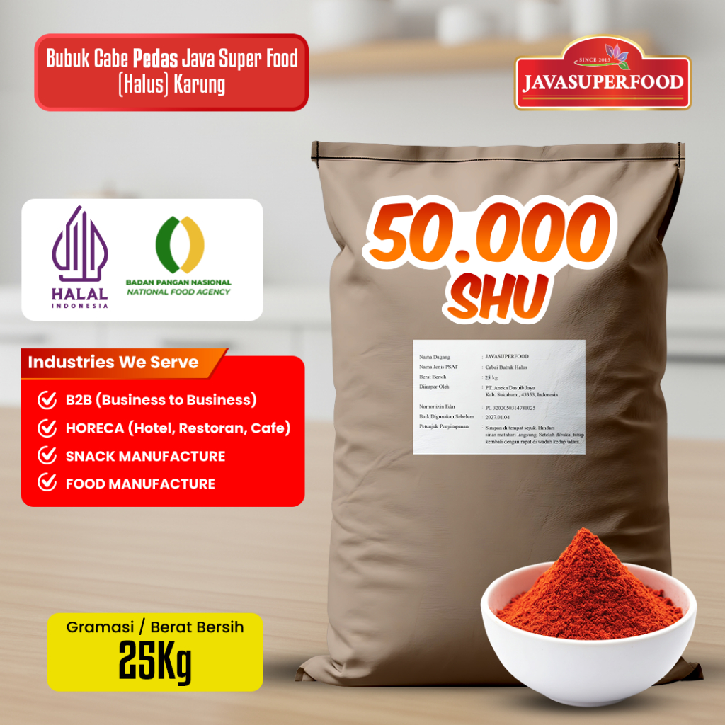 (HALAL) BUBUK CABE PEDAS JAVA SUPER FOOD 25KG KARUNG / BUBUK CABE SUPER PEDAS / CABE BUBUK HALUS / C