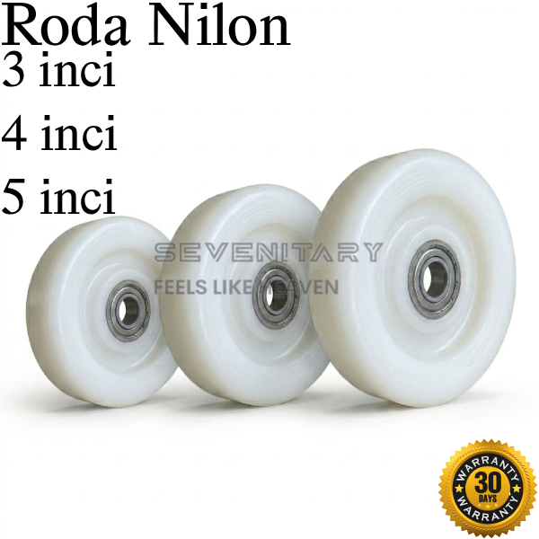 Roda Nylon Wheel Only Medium Duty Double Bearing Trolley Etalase Lori 3" 4" 5" Inci - S10000635