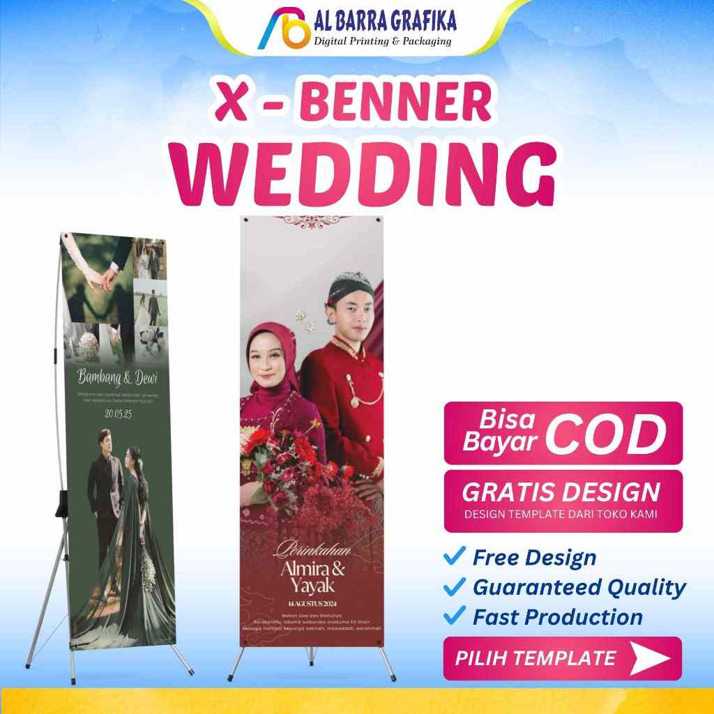 Banner Wedding / Banner Pernikahan Spanduk x banner + wisuda wedding olshop ulang tahun agustusan cu