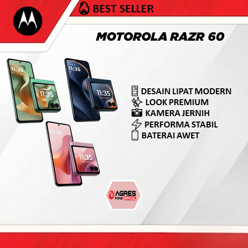 Motorola Razr 60 HP Lipat Original Garansi Resmi Desain Stylish Layar Nyaman Performa Stabil Kamera 