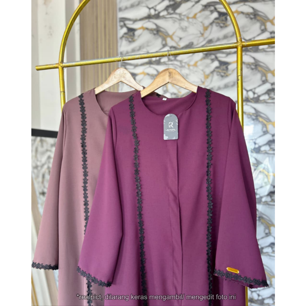 Gamis Wanita Abaya Turkey Maxi Dress Arab Abaya Syar'i Renda ALEENA ABAYA Bahan Sabrina Size Jumbo L