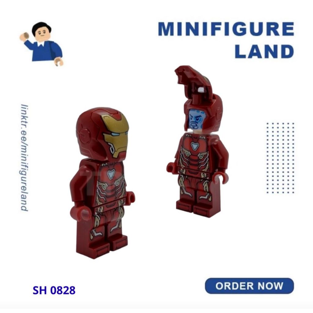 Lego Minifigure - sh0828 - Iron Man - Mark 50 Armor, Large Helmet Visor