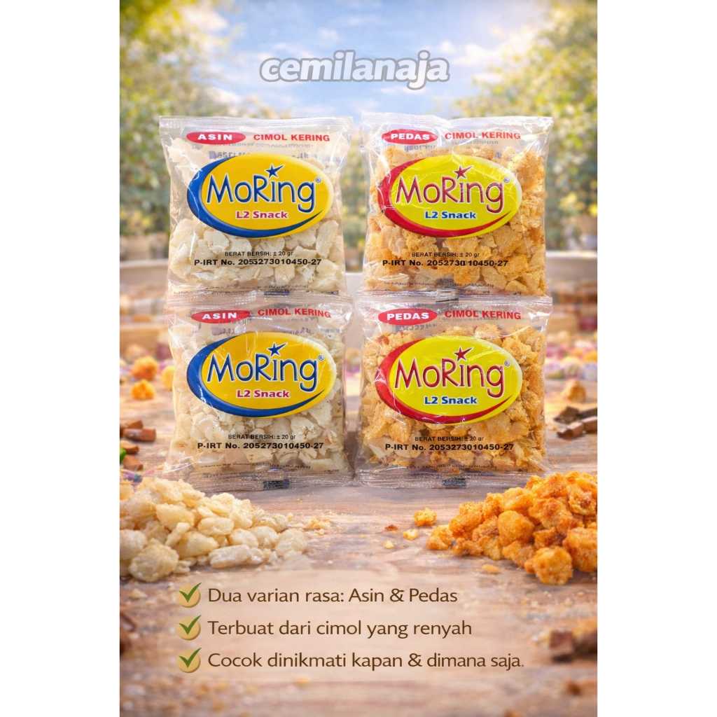 Moring L2 Snack Original/ Pedas Renceng isi 10 pcs Snack Cimol Kering Enak Renyah Asin Pedas