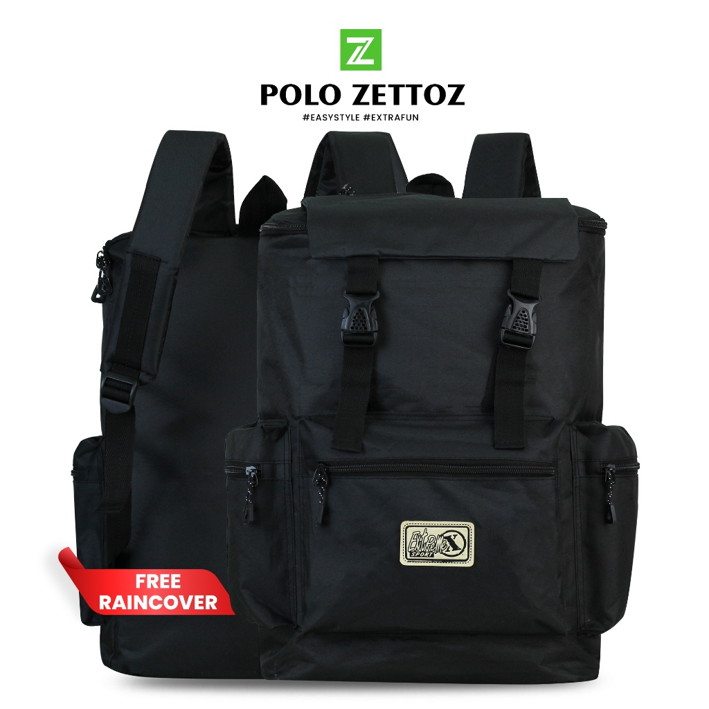 RJM - Tas Ransel Pria Distro Extreme Topper Snap Keren Tas Hitam Sekolah Polos Pria Tas Gendong Pria