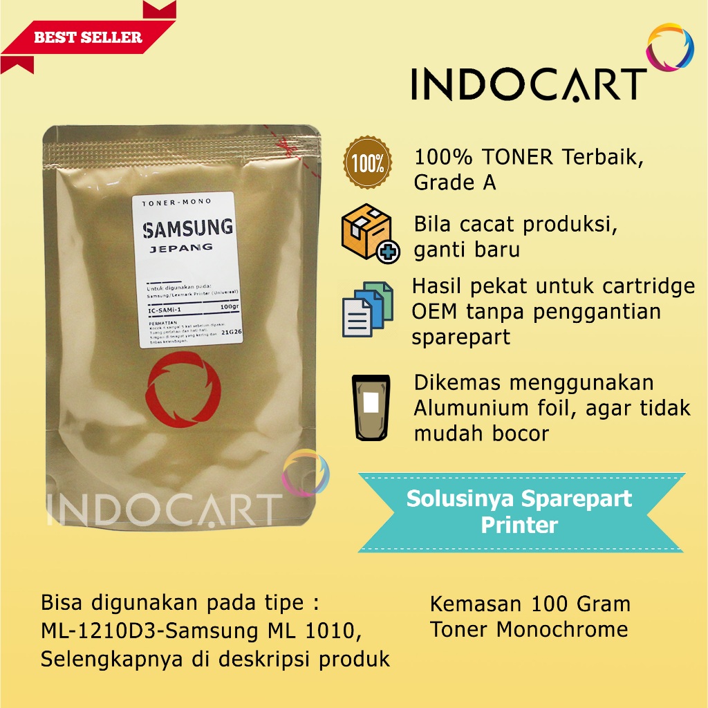 IndoCart Serbuk Toner Jepang MLT-D358S D119S 1610D3 D108S-Samsung SL-M4370 ML 1610 1640 2240
