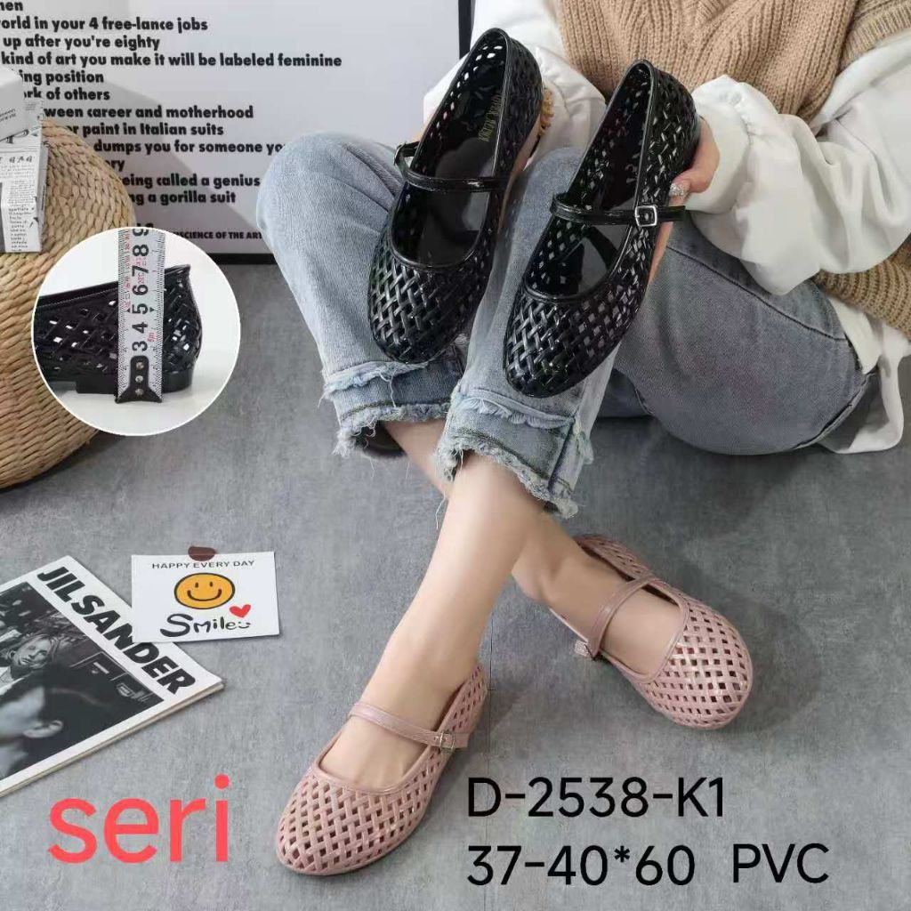 Sepatu Wanita Terbaru/ Sepatu Flat Shoes Jelly Alina 2538 K2/Sepatu Balet Karet Kekinian