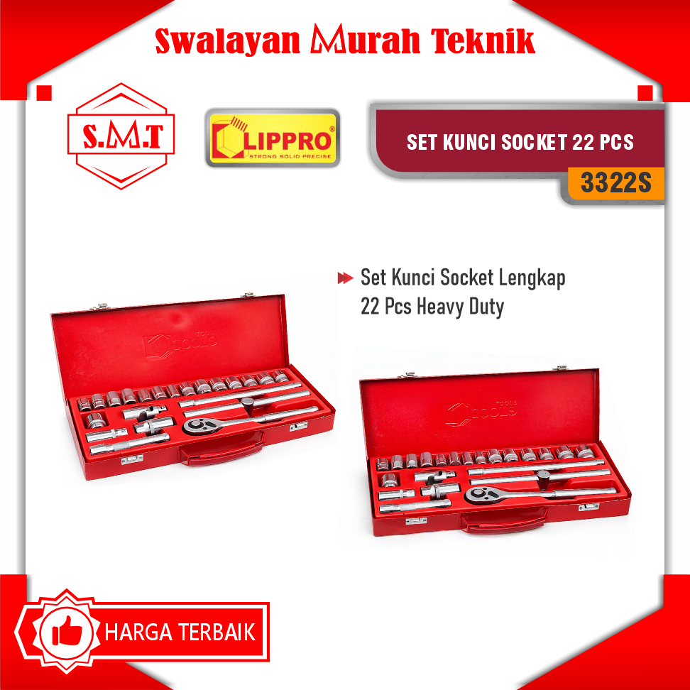 Kunci Soket Set LIPPRO Kunci Shock 22pcs T Sliding Socket Wrench 22 Pcs