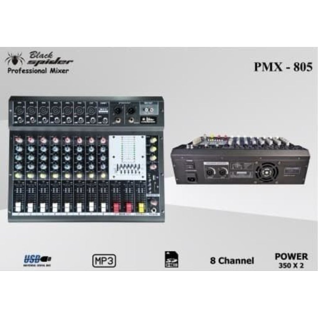 POWER MIXER BLACKSPIDER BLUETOOTH PMX805/ PMX-805 8 CHANNEL